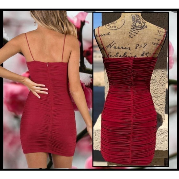 Princess Polly TARA BodyCon Mini Dress Burgundy US Size 4 - Picture 4 of 7